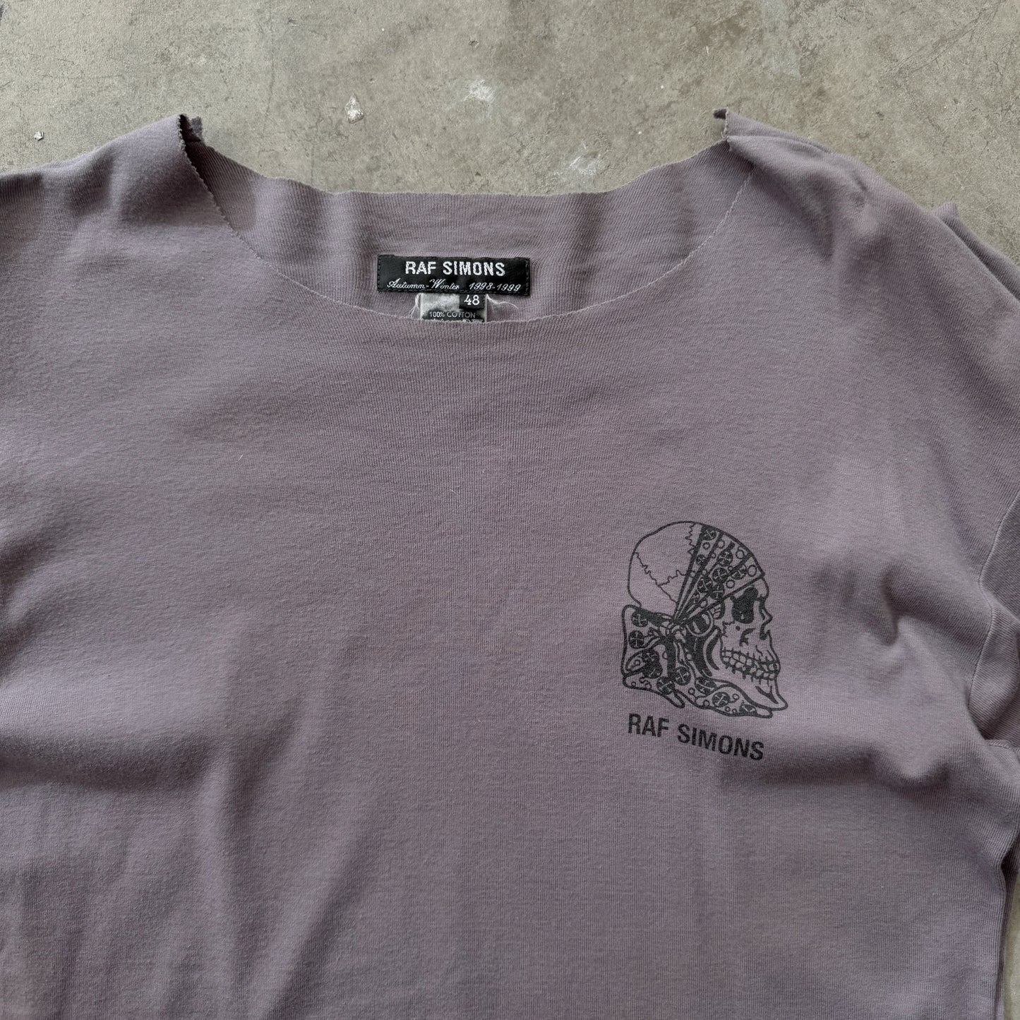 Raf Simons AW98 'Radioactivity' Raw Hem Skull Logo Tee