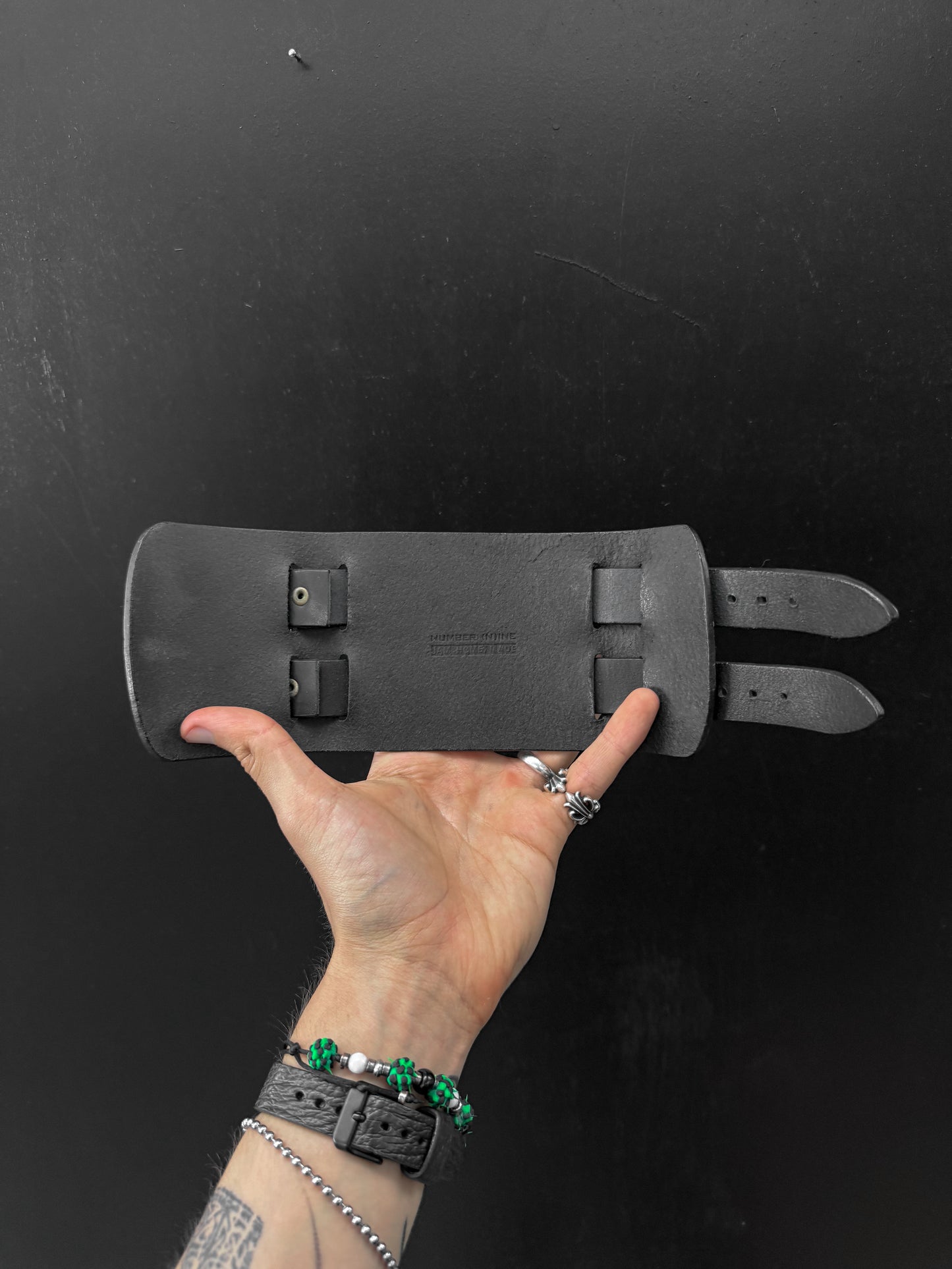 Number (N)ine x Jam Double Buckle Leather Cuff Bracelet