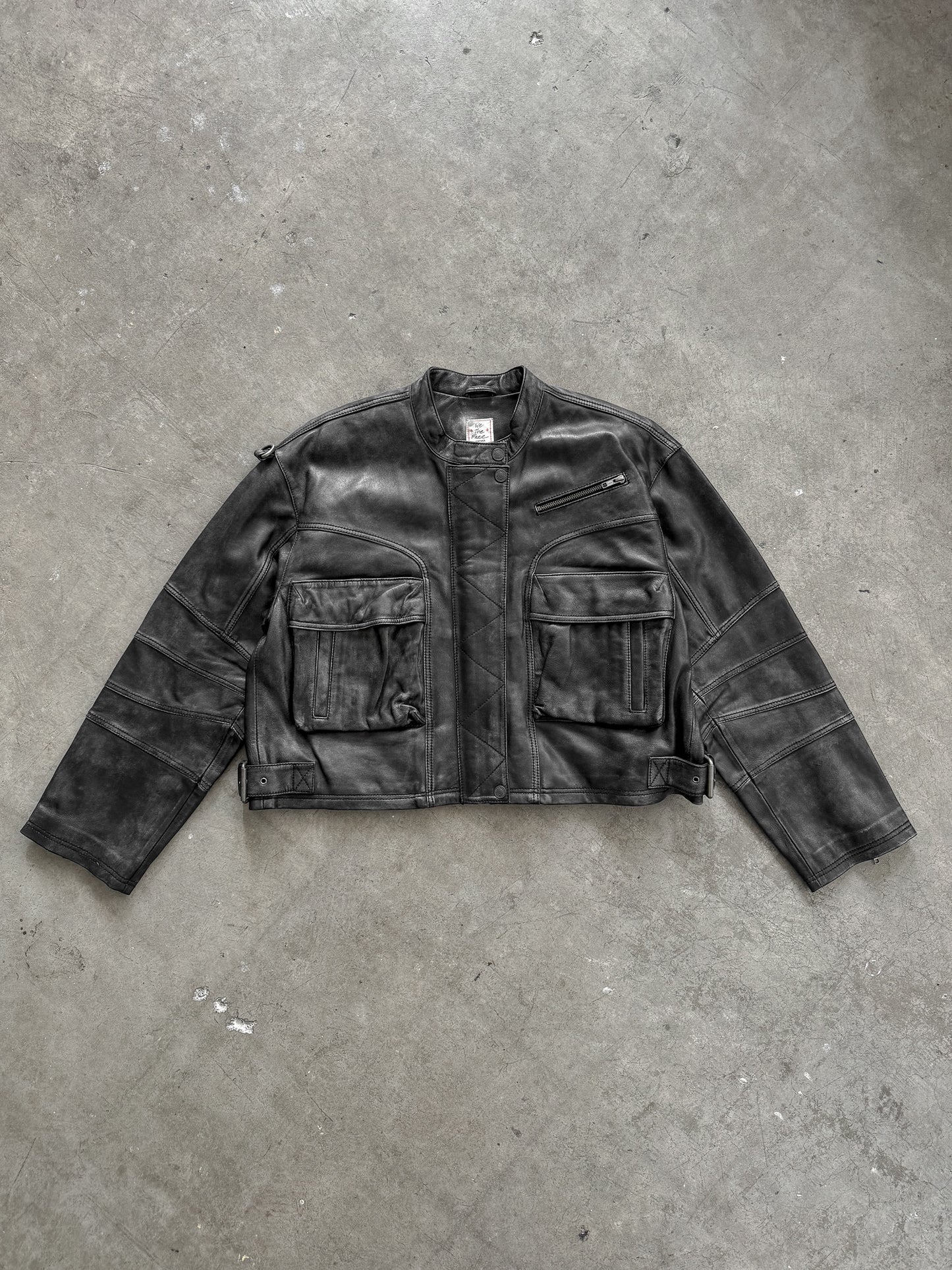 Free People Leather Bomber