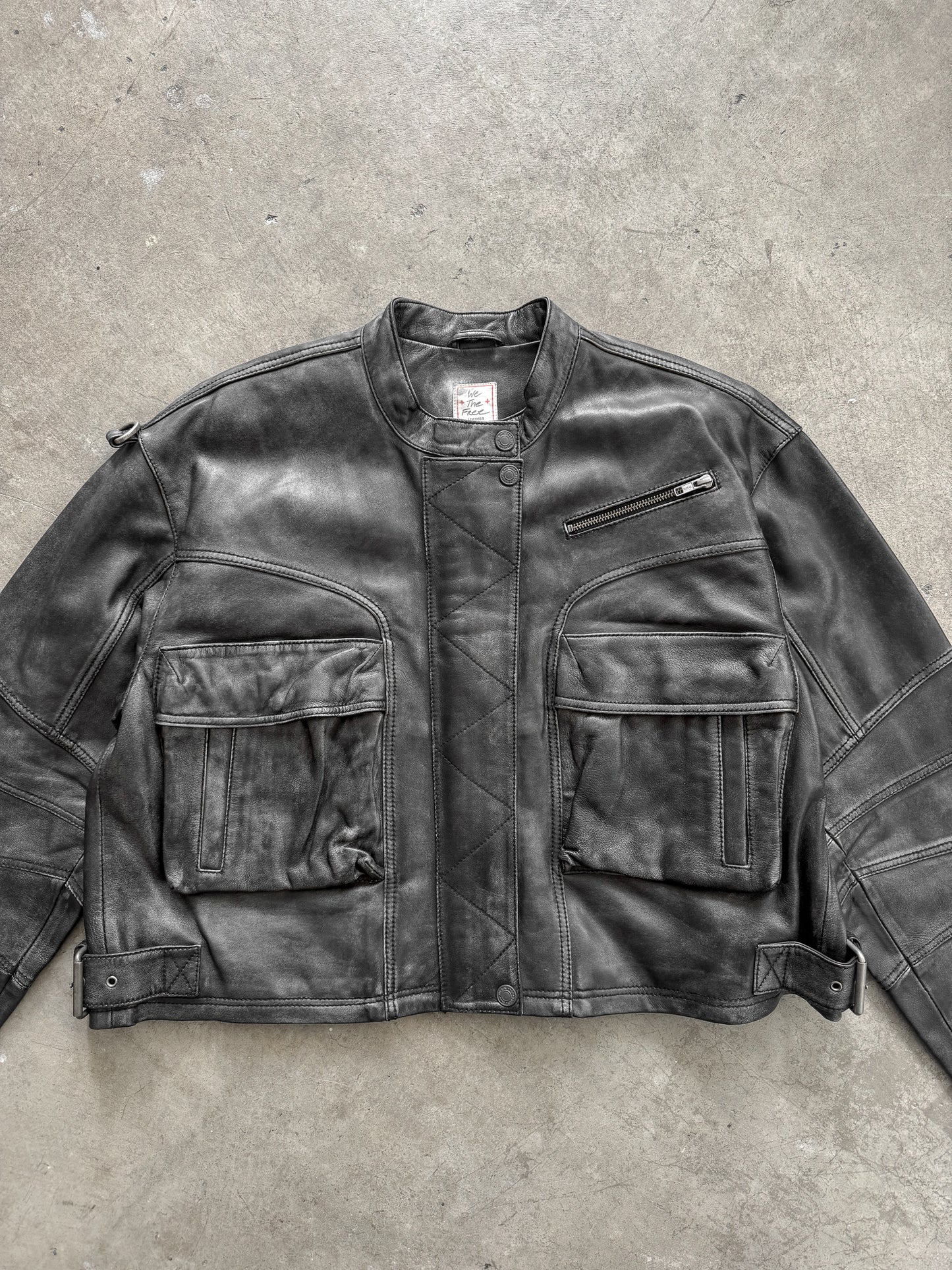 Free People Leather Bomber