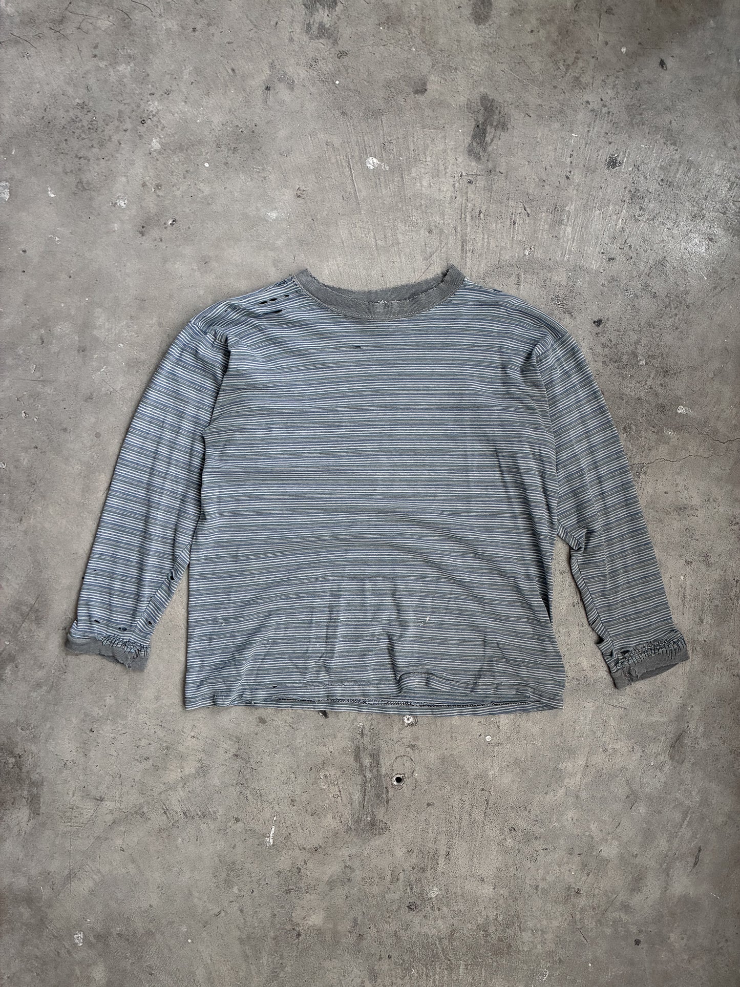 Vintage Thrashed + Repaired Striped Longsleeve
