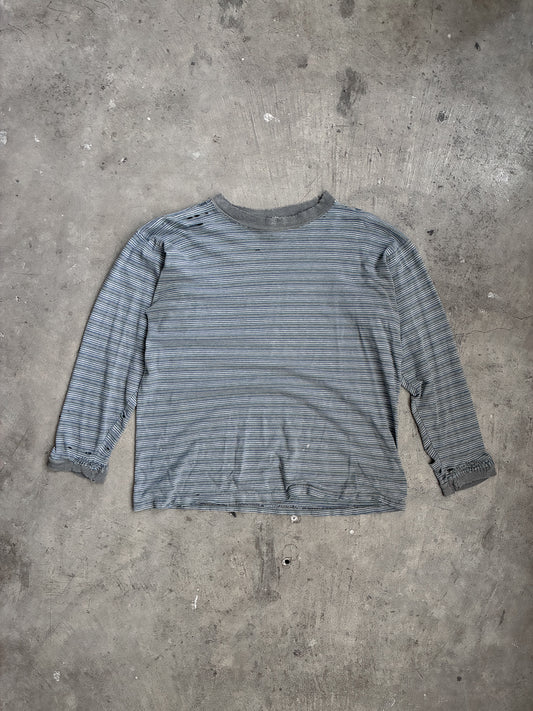 Vintage Thrashed + Repaired Striped Longsleeve
