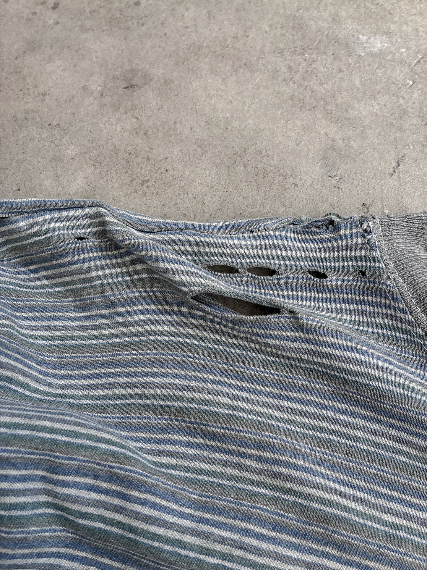 Vintage Thrashed + Repaired Striped Longsleeve