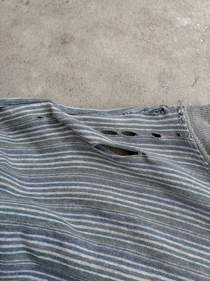 Vintage Thrashed + Repaired Striped Longsleeve