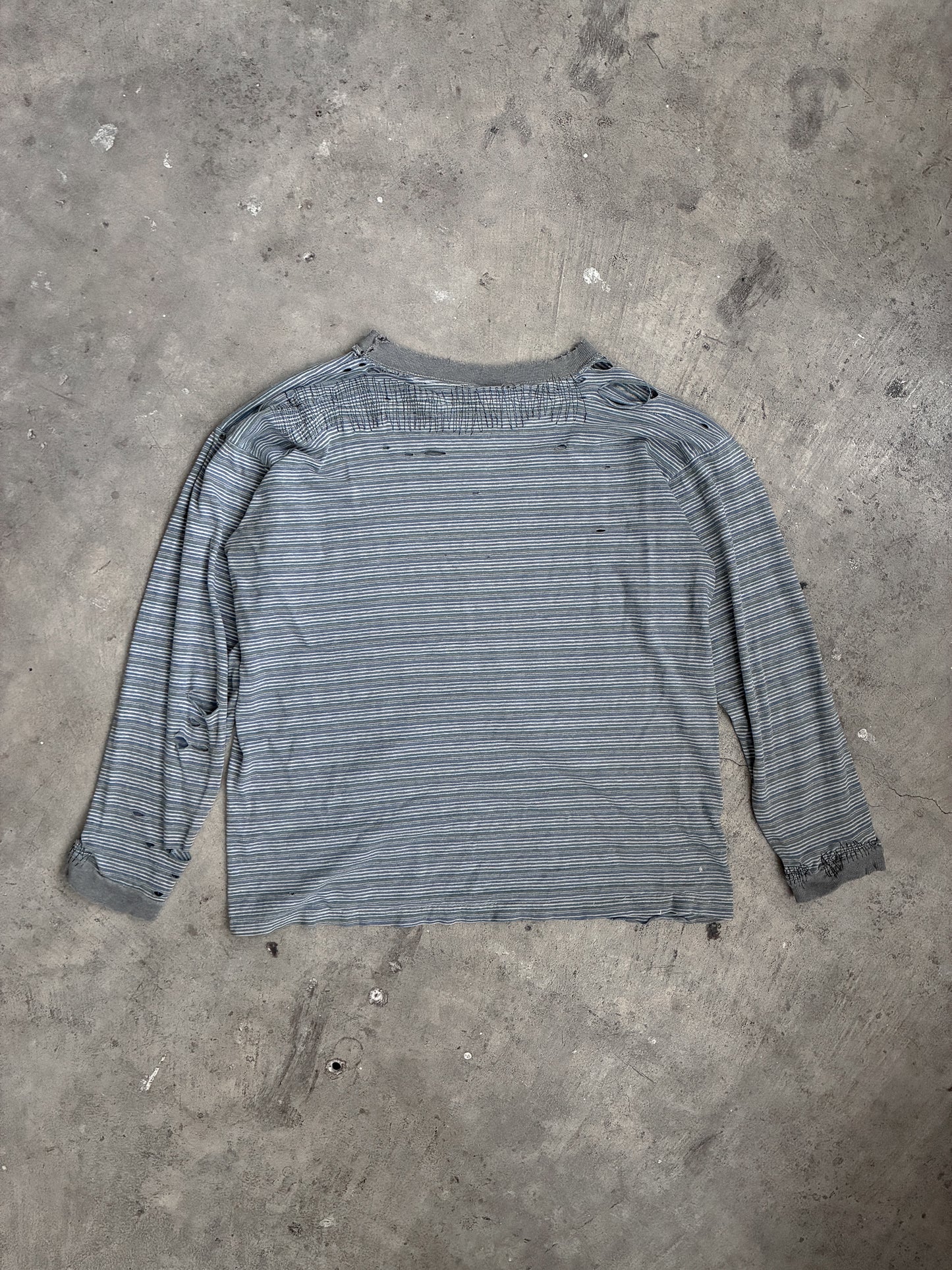 Vintage Thrashed + Repaired Striped Longsleeve