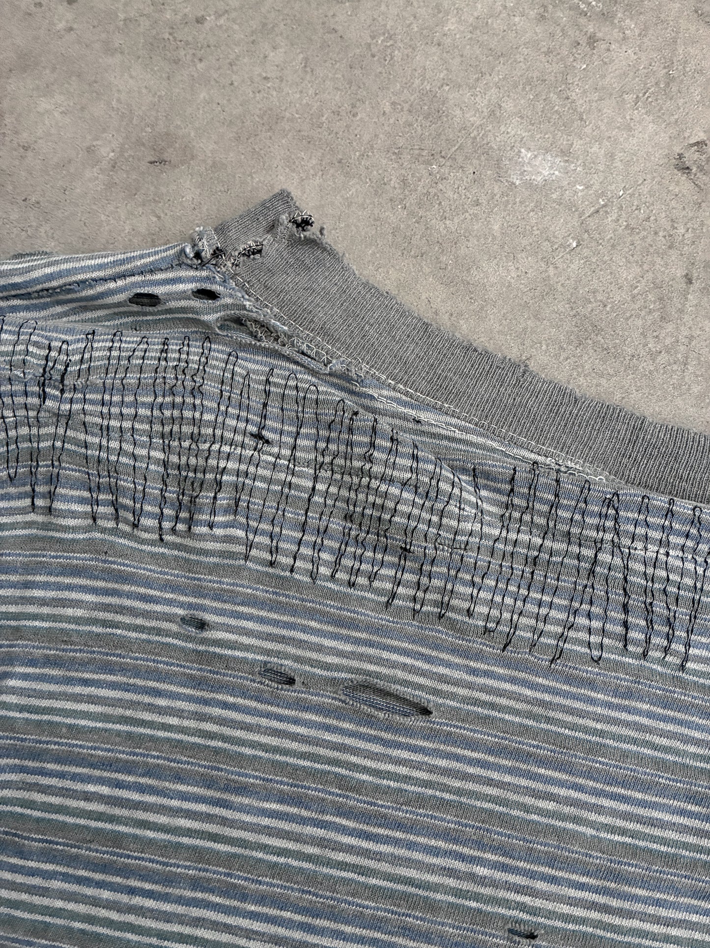 Vintage Thrashed + Repaired Striped Longsleeve