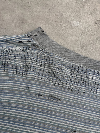 Vintage Thrashed + Repaired Striped Longsleeve