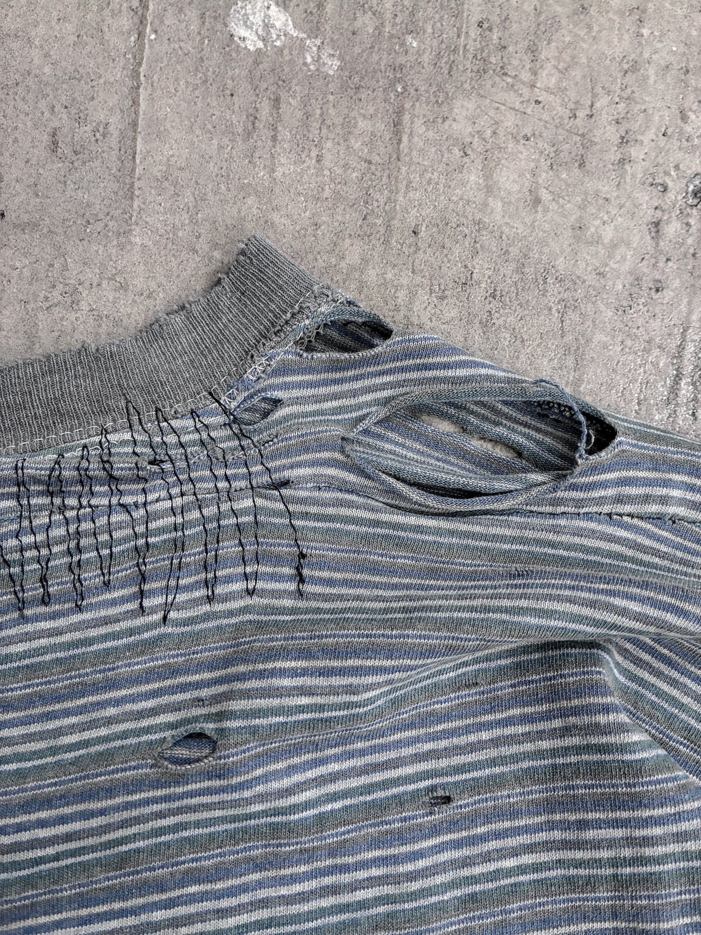 Vintage Thrashed + Repaired Striped Longsleeve