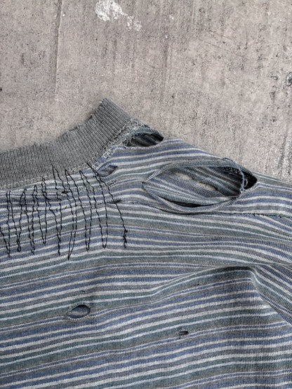 Vintage Thrashed + Repaired Striped Longsleeve