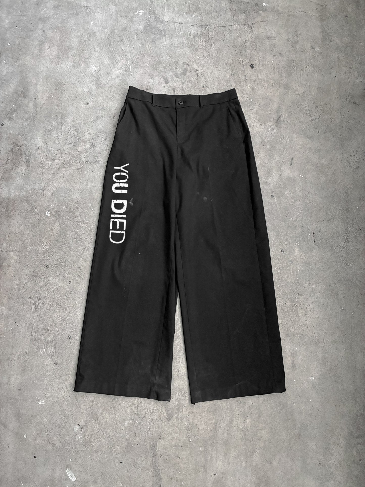 "You Died" Uniqlo Wide Leg Trousers