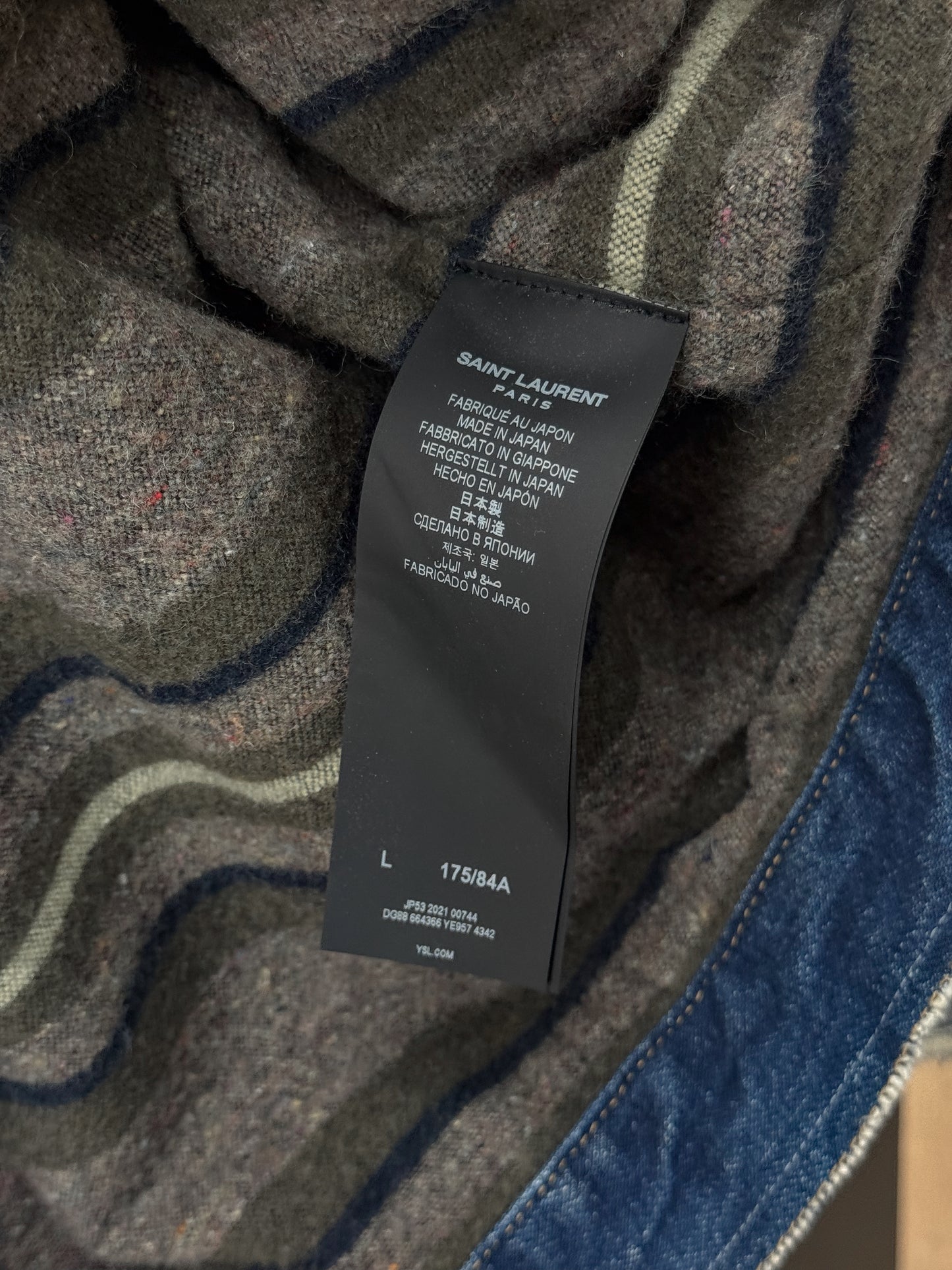 Saint Laurent Paris SS21 Made in Japan Blanket Lined Denim Jacket