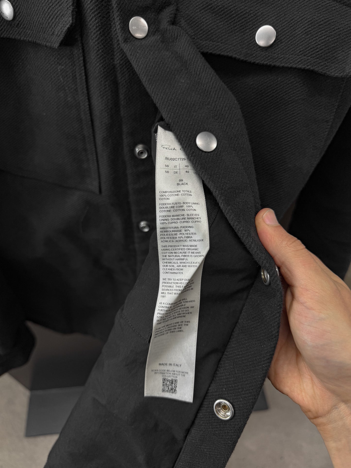 Rick Owens FW23 Luxor Brushed Twill Padded Shacket