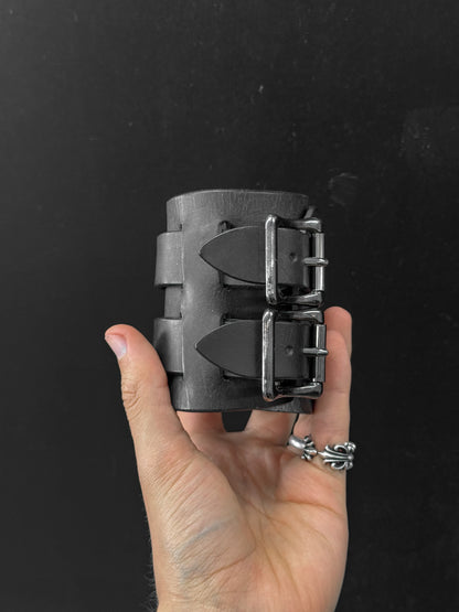 Number (N)ine x Jam Double Buckle Leather Cuff Bracelet