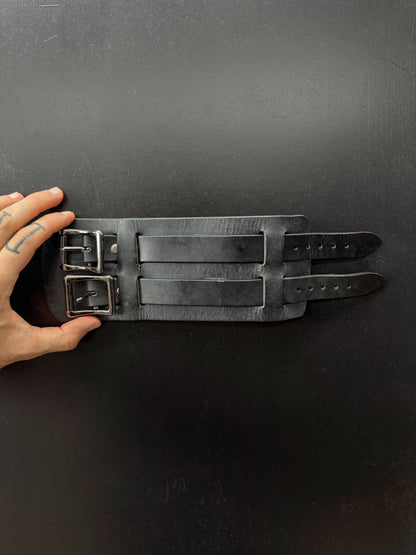 Number (N)ine x Jam Double Buckle Leather Cuff Bracelet